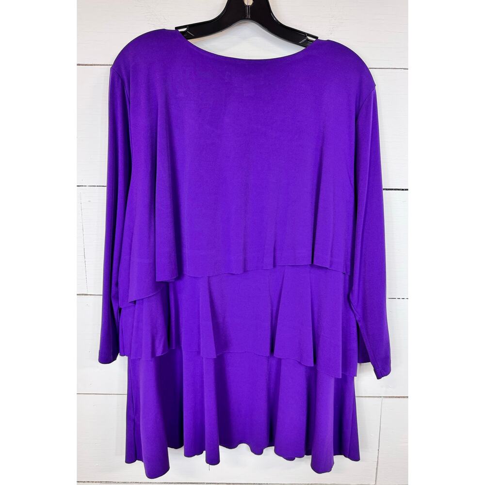 Susan Graver Purple Layered Scoop Neck Top - Picture 2 of 3